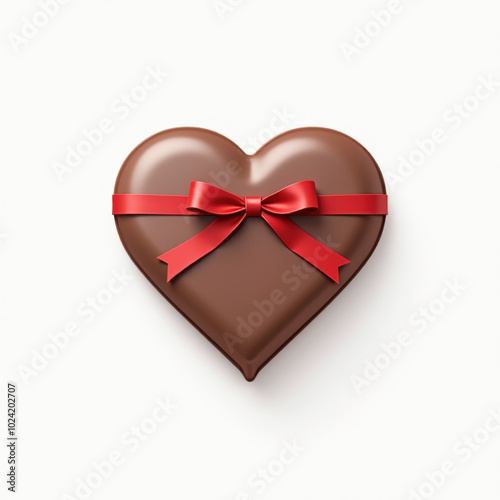 Heart-shaped chocolate gift box with ribbon bow