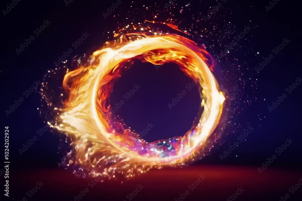A vibrant display of colorful sparks creating a mesmerizing circular pattern at a digital art event A vibrant display of colorful sparks creating a mesmerizing circular pattern at a digital art event