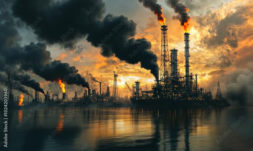 Industrial Pollution at Sunset Industrial Pollution at Sunset