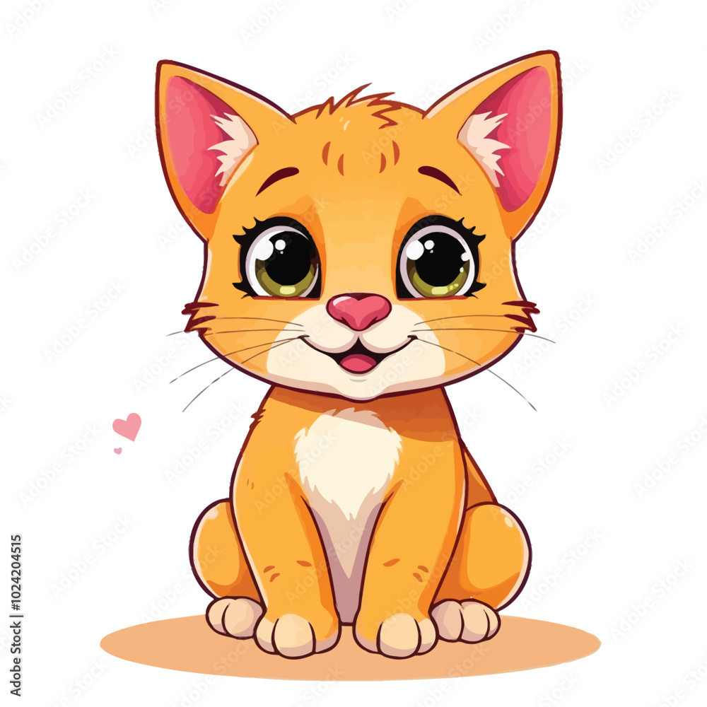 A Cute Cat Sitting With A Adorable Face Flat Character Illustration On Light Background A Cute Cat Sitting With A Adorable Face Flat Character Illustration On Light Background