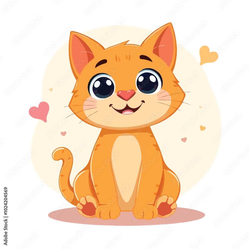 A Cute Cat Sitting With A Adorable Face Flat Character Illustration On Light Background A Cute Cat Sitting With A Adorable Face Flat Character Illustration On Light Background