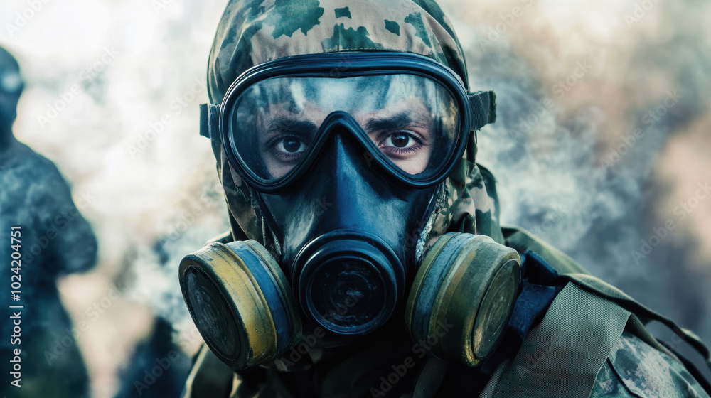 Memorial Day for all victims of the use of chemical weapons. chemical weapons. A man in chemical protection Memorial Day for all victims of the use of chemical weapons. chemical weapons. A man in chemical protection