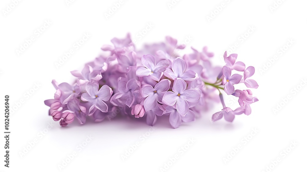 A soft lavender lilac flower isolated on a white background.