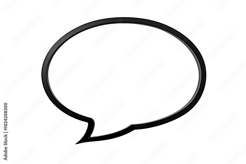 A large speech bubble with a bold black outline is isolated on transparent background. A large speech bubble with a bold black outline is isolated on transparent background.