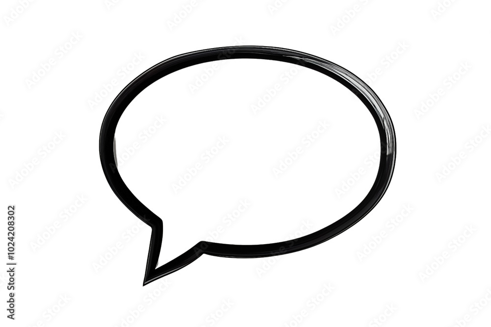 A large speech bubble with a bold black outline is isolated on transparent background. A large speech bubble with a bold black outline is isolated on transparent background.