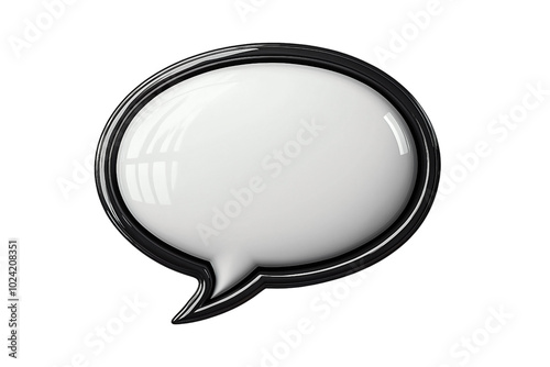 A large speech bubble with a bold black outline is isolated on transparent background. photo