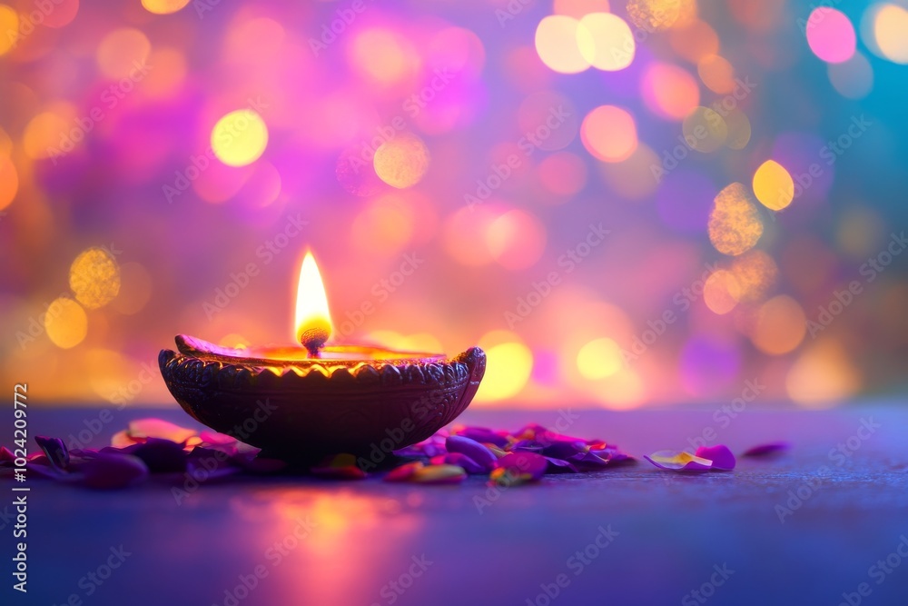Abstract colorful backdrop with festive Diwali props Abstract colorful backdrop with festive Diwali props