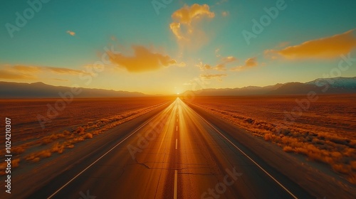 Aerial View of Highway at Sunrise