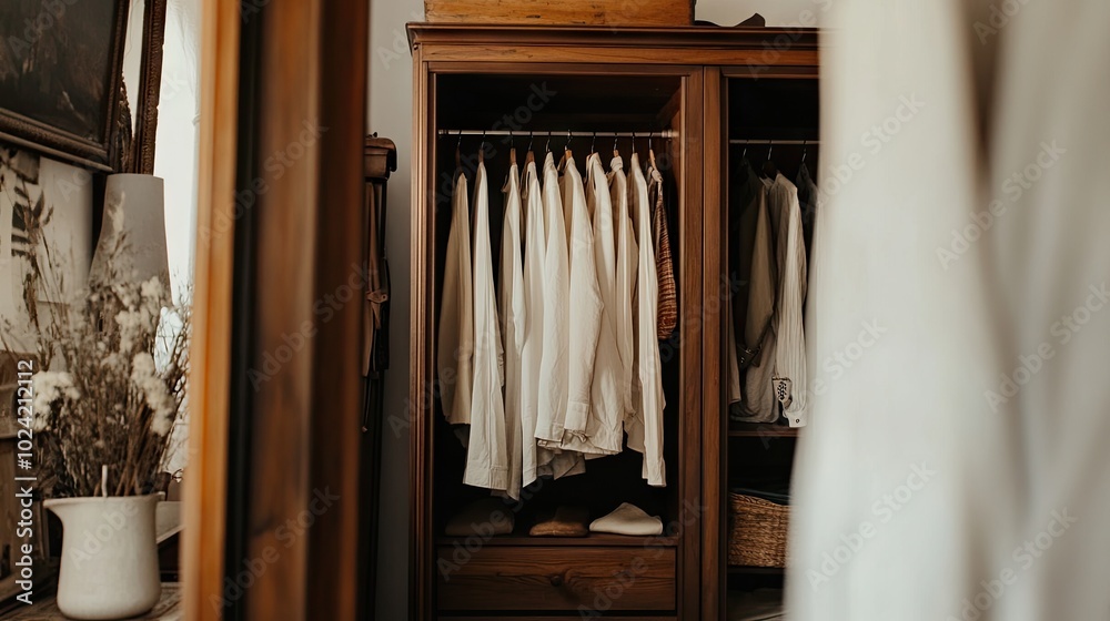 Cozy Minimalist Closet with White Attire Cozy Minimalist Closet with White Attire