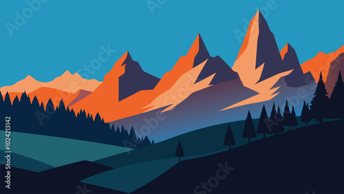  Scenic view of the Dolomites in Italy, showcasing stunning landscapes and natural beauty in stock footage format flat vector illustration Nature background