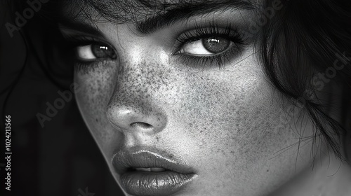 Close-up Portrait of a Woman with Freckles