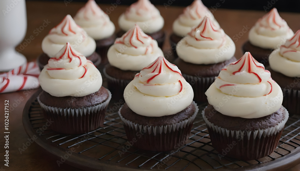 batch of chocolate peppermint bark cupcakes batch of chocolate peppermint bark cupcakes