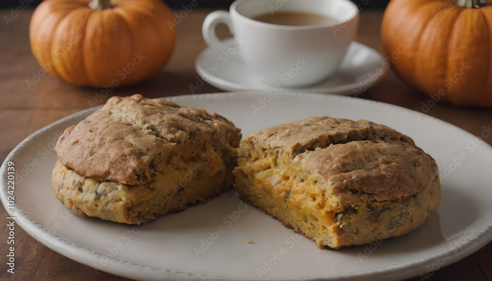 Fototapeta premium pumpkin oat scones on a plate