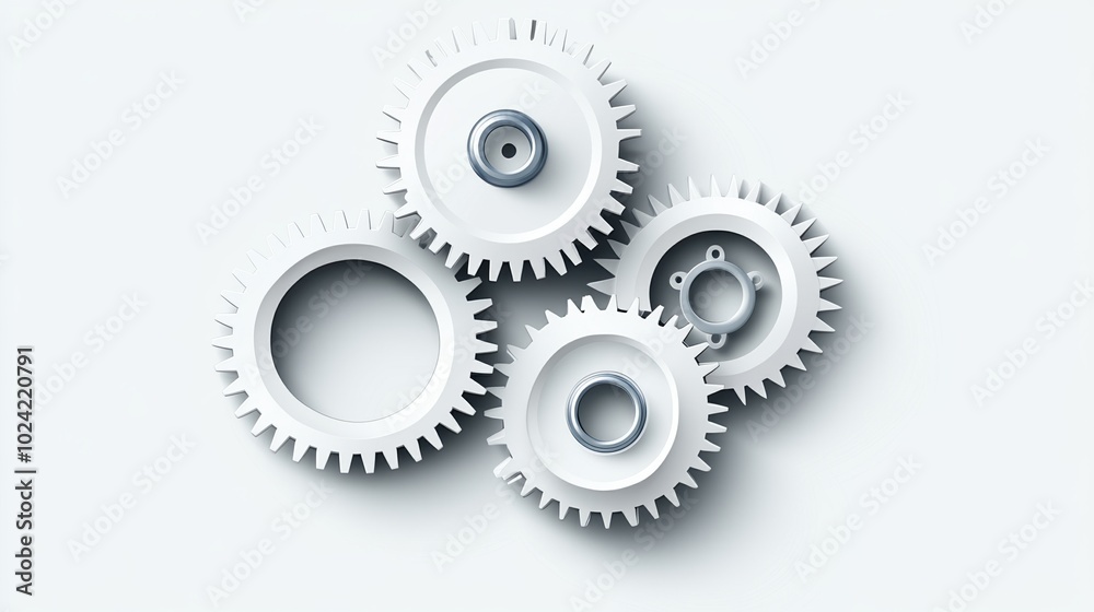 White gears on a light background, perfect for mechanical and industrial themes. White gears on a light background, perfect for mechanical and industrial themes.