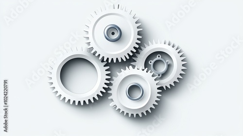 White gears on a light background, perfect for mechanical and industrial themes.