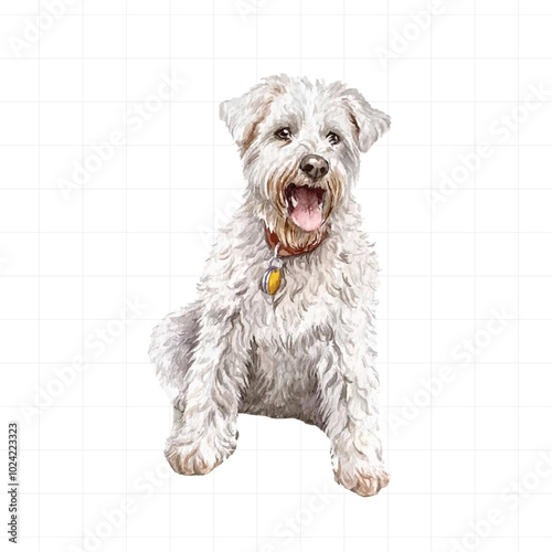 Dog painted in watercolor on white background