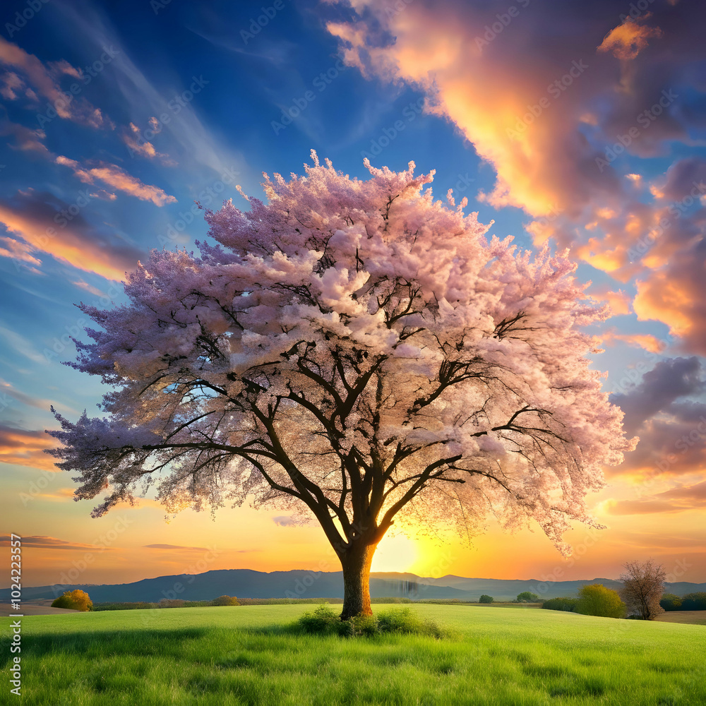 beautiful flowering with serene sky beautiful flowering with serene sky