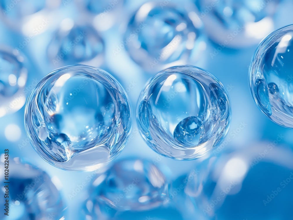 2408 18.A calming blue background populated with a series of transparent glass balls, each catching the warm rays of soft sunlight. The reflections and highlights on the glass create an artistic 2408 18.A calming blue background populated with a series of transparent glass balls, each catching the warm rays of soft sunlight. The reflections and highlights on the glass create an artistic