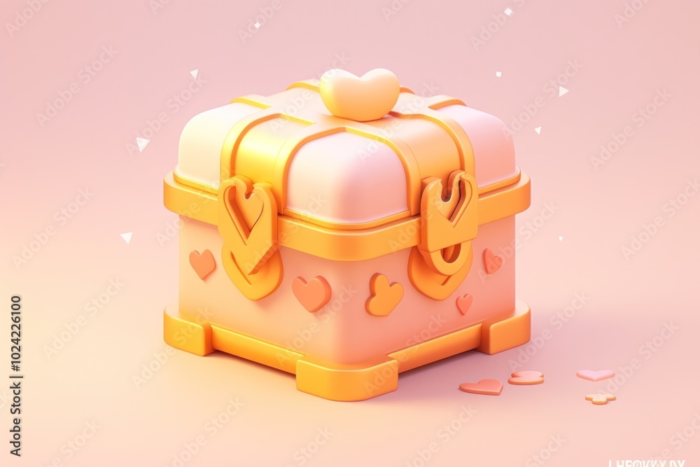 Fototapeta premium A Pink and Gold Treasure Chest with Heart-Shaped Details