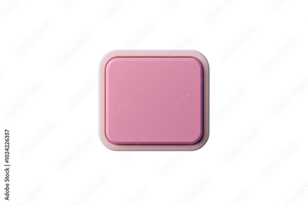 Pink square button with rounded edges, isolated on a white background. Pink square button with rounded edges, isolated on a white background.