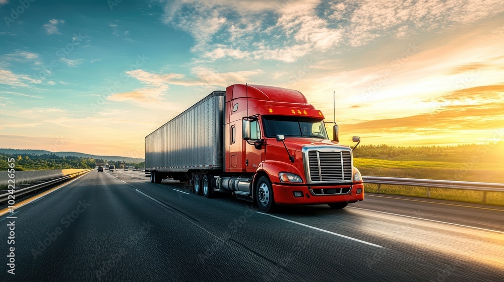 Freight truck on the highway. Freight truck on the highway.
