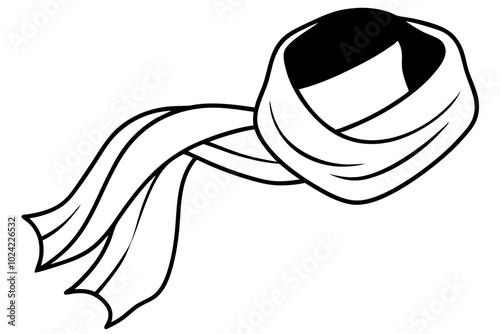 

Scarf line art vector, scarf muffler cloth icon, scarf outline coloring book page 
