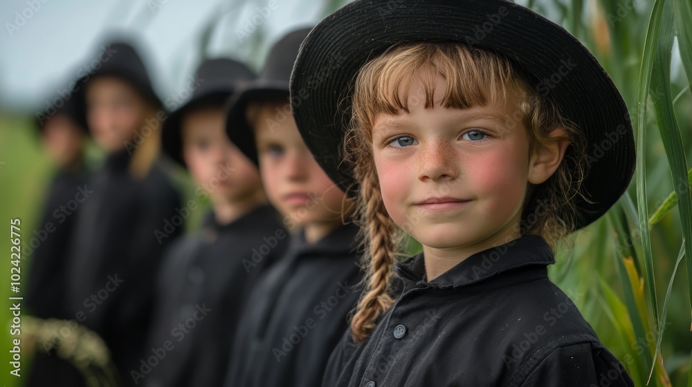 Amish children in the field Amish children in the field