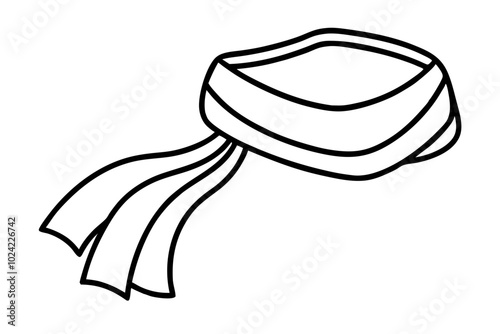 

Scarf line art vector, scarf muffler cloth icon, scarf outline coloring book page 
