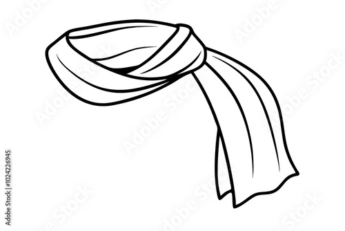 

Scarf line art vector, scarf muffler cloth icon, scarf outline coloring book page 
