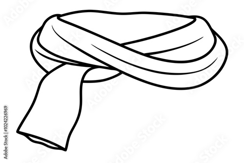 

Scarf line art vector, scarf muffler cloth icon, scarf outline coloring book page 
