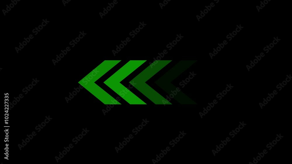 Green left direction arrow. refers to moving sideways. 4k animation video. Green left direction arrow. refers to moving sideways. 4k animation video.