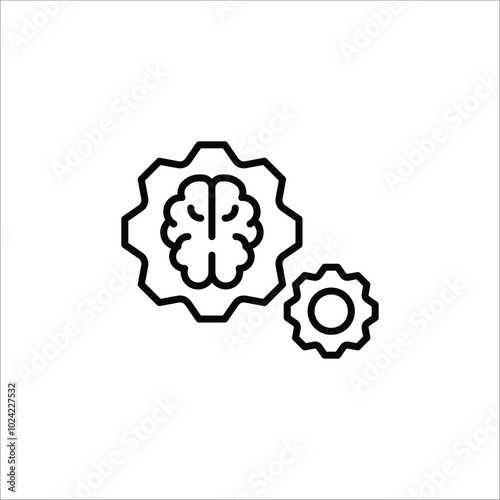 Brain and gear icon. Simple brain and gear icon for social media, app, and web design. illustration.