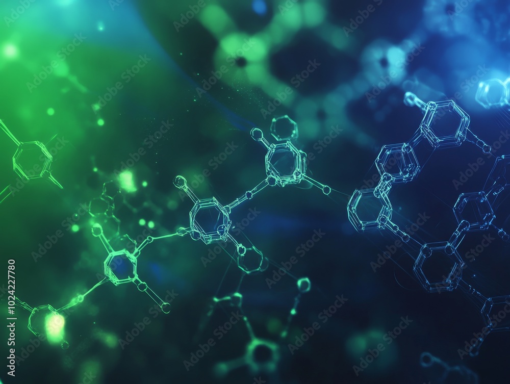 2408 97.A visually stunning background featuring an abstract representation of molecule structures, characterized by a dynamic arrangement of hexagons and high-tech elements. The gradient colors 2408 97.A visually stunning background featuring an abstract representation of molecule structures, characterized by a dynamic arrangement of hexagons and high-tech elements. The gradient colors