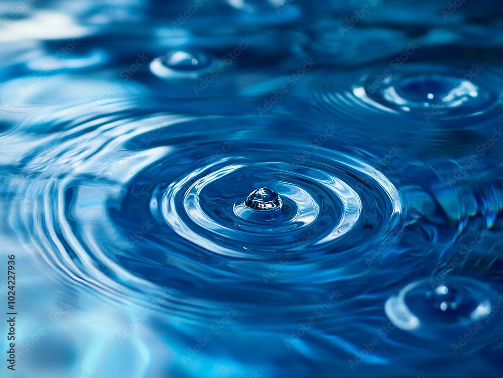 2408 101.An artistic capture of droplets on a blue water surface, each drop creating distinct ripple patterns that form elegant circles. The high-resolution detail reveals the intricate textures of 2408 101.An artistic capture of droplets on a blue water surface, each drop creating distinct ripple patterns that form elegant circles. The high-resolution detail reveals the intricate textures of