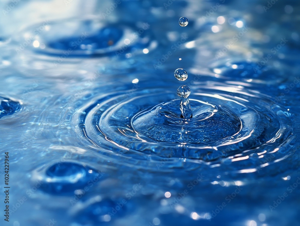 2408 101.An artistic capture of droplets on a blue water surface, each drop creating distinct ripple patterns that form elegant circles. The high-resolution detail reveals the intricate textures of 2408 101.An artistic capture of droplets on a blue water surface, each drop creating distinct ripple patterns that form elegant circles. The high-resolution detail reveals the intricate textures of