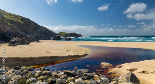 Luskentyre beach on the west coast of the Isle of Lewis and Harris in the Outer Hebrides of Scotland