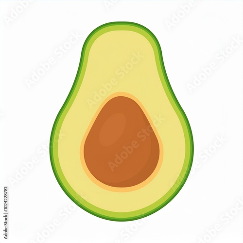 half avocado illustration isolated on white