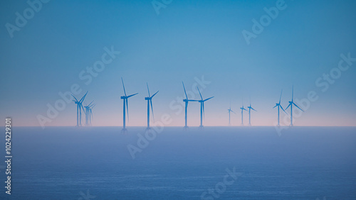 Offshore Windpark, Scotland at sunrise
