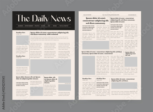 Newspaper Layout Design. The Daily News Template. Daily Newspaper Design