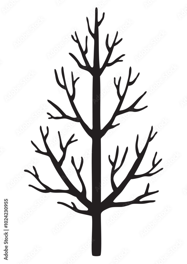 Obraz premium 葉っぱの落ちた樹木のベクターイラスト