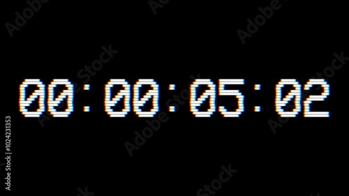 VHS Playback CRT TV Screen Time Code - 5 Minutes Length
