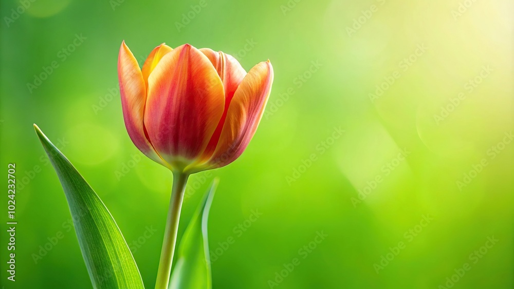 Tulip flower on green backdrop with space for text Tulip flower on green backdrop with space for text