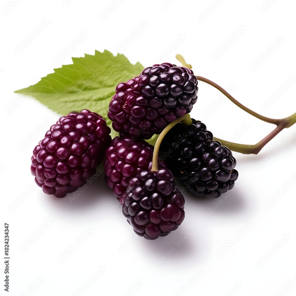 Mulberry fruit on white background Mulberry fruit on white background