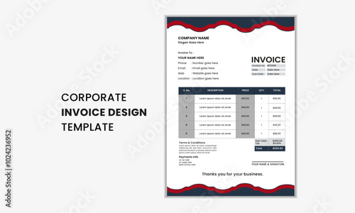 Modern invoice template vector design. set of invoice template design simple with trendy minimalist invoice design.