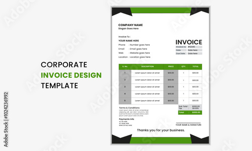 Modern invoice template vector design. set of invoice template design simple with trendy minimalist invoice design.