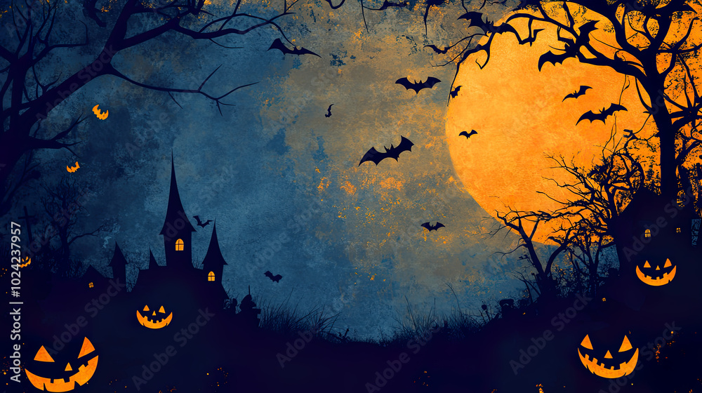 Halloween background design with dark Spooky night scene Halloween background design with dark Spooky night scene