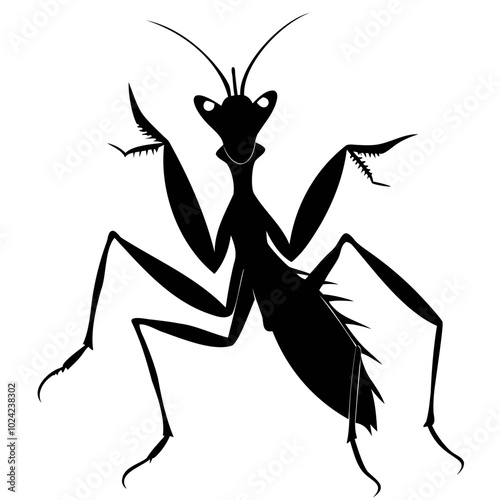 Mantis vector illustration black silhouette set collection isolated transparent background