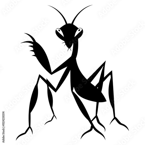 Mantis vector illustration black silhouette set collection isolated transparent background