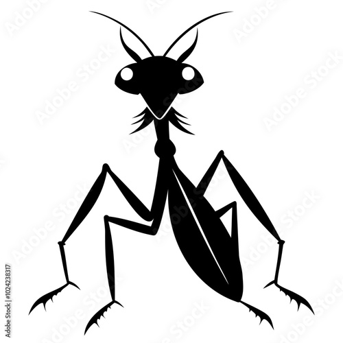 Mantis vector illustration black silhouette set collection isolated transparent background