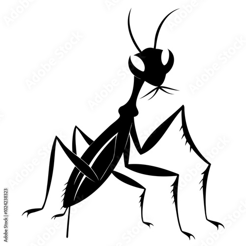 Mantis vector illustration black silhouette set collection isolated transparent background